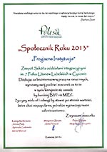 Zespół Szkół w Cycowie wśród laureatów konkursu Społecznik roku 2013