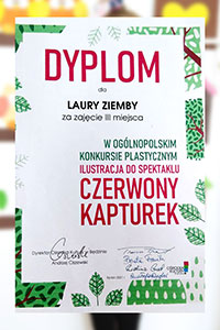 Sukces naszego przedszkolaka w Ogólnopolskim Konkursie Plastycznym pt. „Czerwony Kapturek”