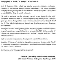 Podziękowanie od Żołnierzy za kartki wielkanocne