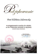 Laureat XLI Turnieju Wiedzy o Łęcznej
