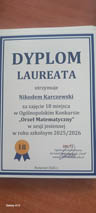 Laureaci Ogólnopolskiego Konkursu „Orzeł Matematyczny”